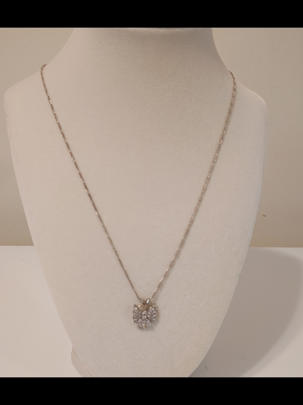 Delicate Silver Tone Moissanite Butterfly Pendant Necklace - Women Jewelry